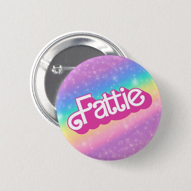 Fattie Plus Storlek Rainbow Retro 90's Nostalgia R Knapp (Framsida & baksida)