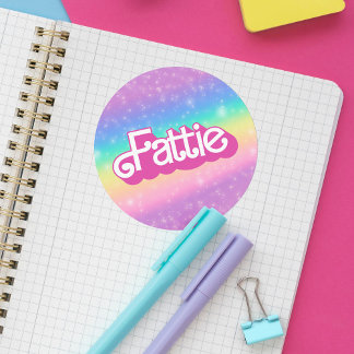 Fattie Plus Storlek Rainbow Retro 90's Nostalgia R Runt Klistermärke