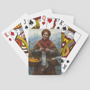 Fattig judisk kvinna säljer apelsiner i Polen Casinokort