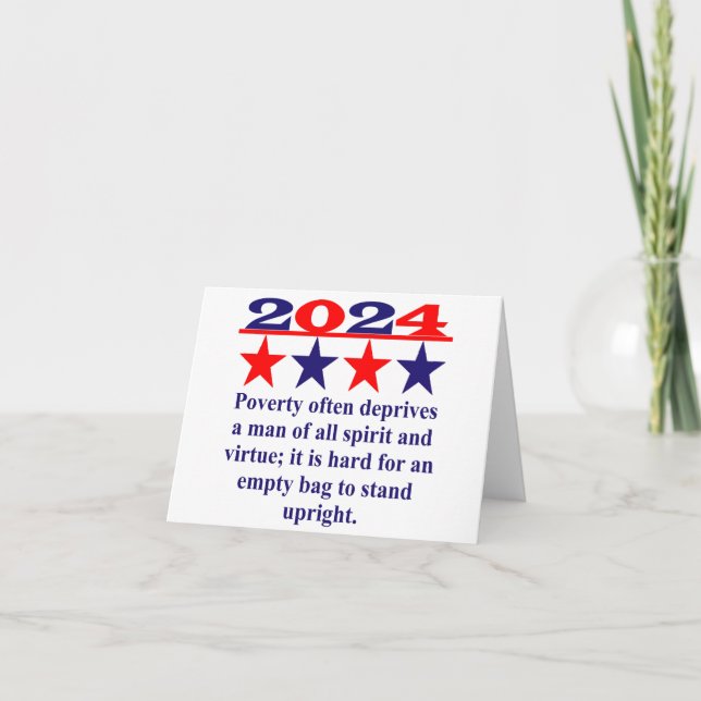 Fattigdom berövar ofta en man - politisk citat kort (Framsida)