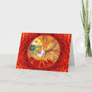 FATTIGEN I FLOWERS Red Gult Fantasy Helgkort