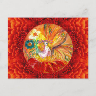 FATTIGEN I FLOWERS Red Gult Fantasy Vykort