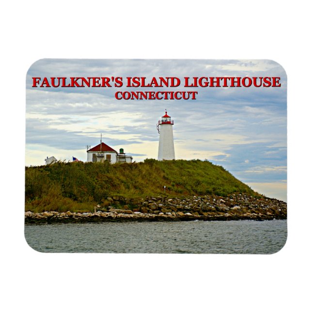 Faulkners Island Lighthouse, Connecticut Magnet (Horisontell)
