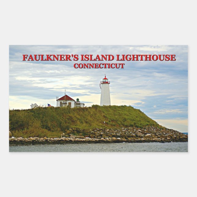 Faulkners Island Lighthouse, Connecticut Rektangulärt Klistermärke (Framsida)