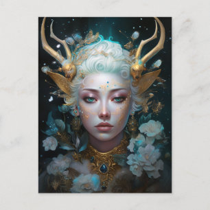 Faun Älva Kvinna Fantasy Konst Vykort