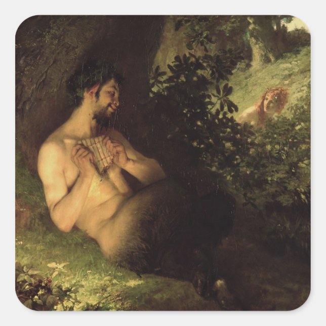 Faun and Nymph, 1868 Fyrkantigt Klistermärke (Framsida)