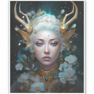 Faun Elf Woman Fantasy Art Klistermärken