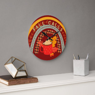 Faun Fall anropar Rainbow Hett Cocoa Clock Stor Klocka