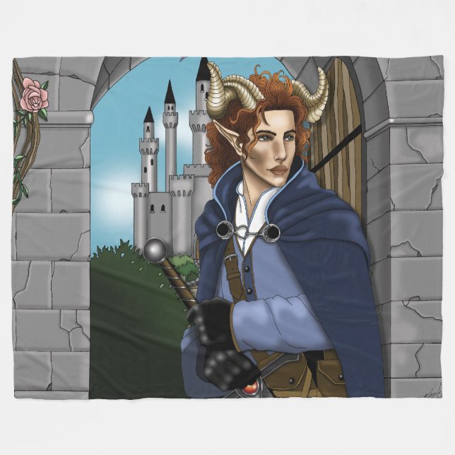 Faun Horned Fae Fantasy  Fleecefilt (Framsidan (Horisontell))