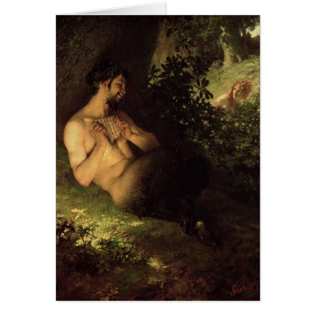 Faun och Nymph, 1868 Hälsningskort (Framsidan)