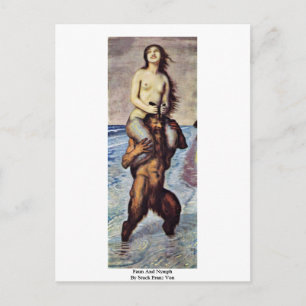 Faun och Nymph av Stuck Franz Von Vykort