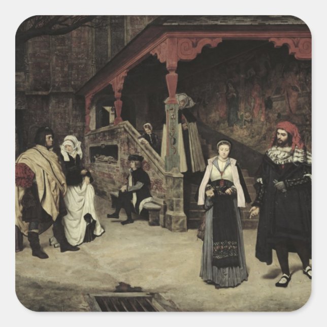 Faust and Marguerite, 1860 Fyrkantigt Klistermärke (Framsida)
