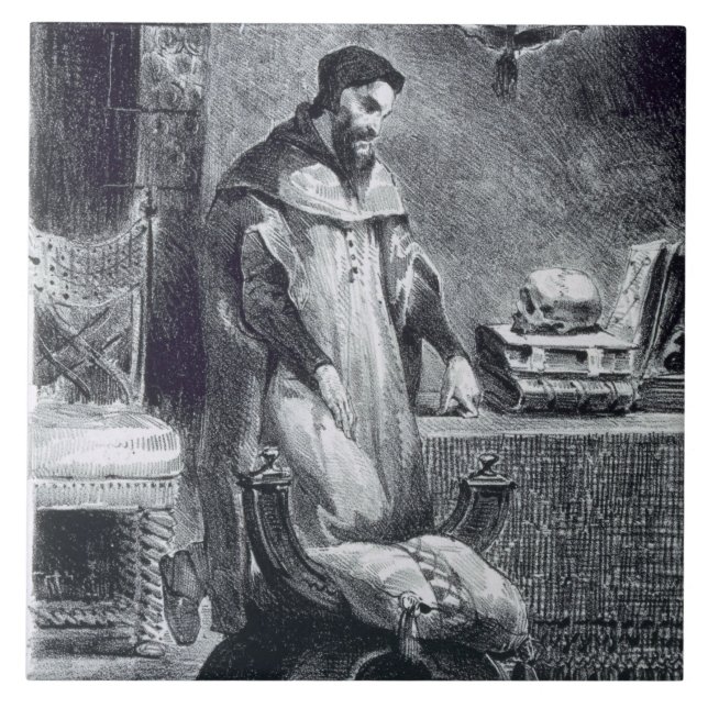 Faust i hans studie, från Goethes Faust, 1828, (il Kakelplatta (Framsidan)