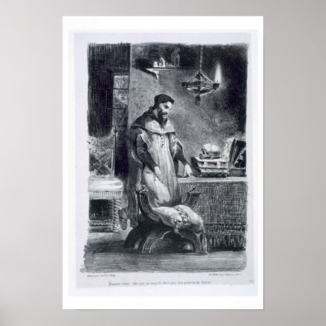 Faust in his Study, from Goethe's Faust, 1828, (il Poster (Framsidan)