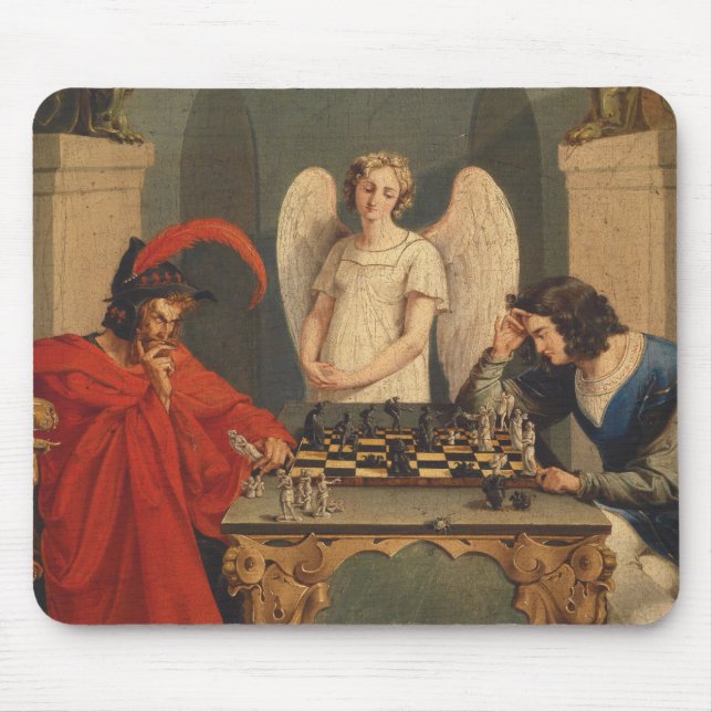 Faust och Mephistopheles spelar schess Musmatta (Framsidan)
