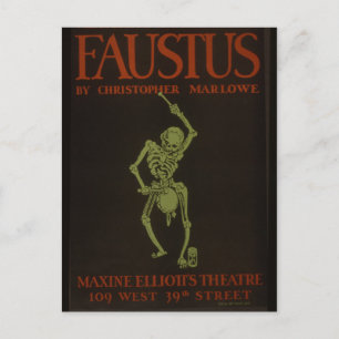 Faustus Poster Vintage Retro Skeleton Vykort