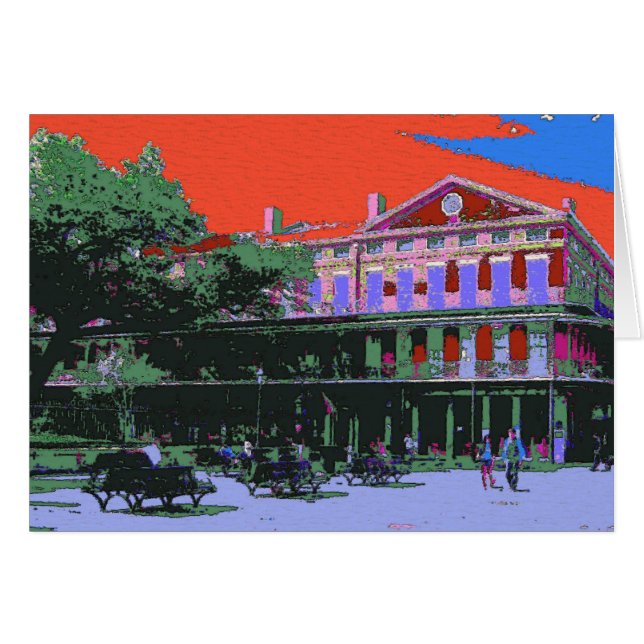 Fauvism: New Orleans Pontalba Byggnad Hälsningskort (Framsidan Horizontal)