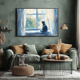 Fauvist Cat in Sunlit Window - Anpassade Serene Poster