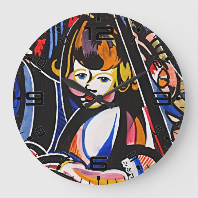Fauvist Child Modern Art Wall Clock Stor Klocka (Framsida)