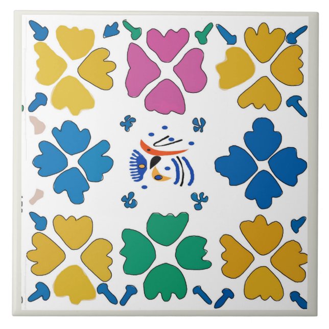 Fauvist Flowers & Shapes Kakelplatta (Framsidan)