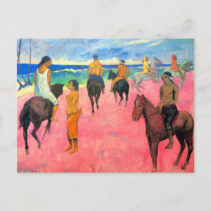 Fauvist målar Gauguin häst art riders på stranden Vykort