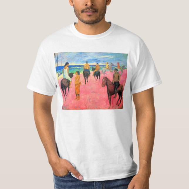 Fauvist som målar ryttare för Gauguin hästkonst på T Shirt (Framsida)