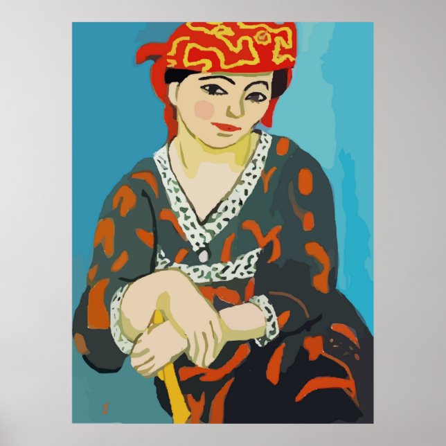 Fauvist Stil Sitta Woman Poster (Framsidan)