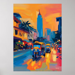 Fauvistisk Bangkok Tuk Tuk-gata Poster