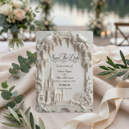 Faux 3D Embossed Relief Cream Baroque Cathedral Spara Datumet