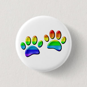 Faux 3D Rainbow Hund Tass avtryck Knapp