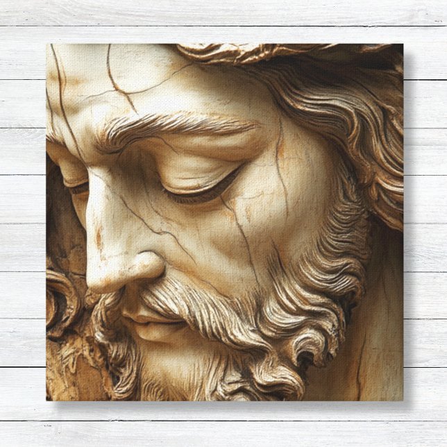 Faux 3D Weasted Stone Jesus Kanvastryck (3d Passion of Jesus - Religious Canvas Wall Art)