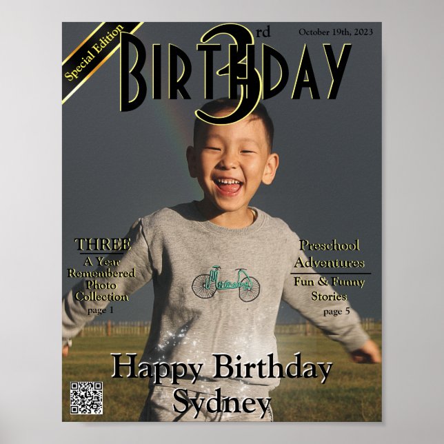 Faux 3rd Birthday Magazine Cover Poster (Framsidan)