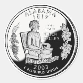 Faux Alabama State Quarter Spirit of Courage Runt Klistermärke