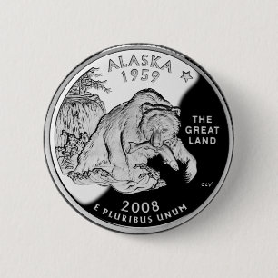 Faux Alaska-statens kvartal Underbara delstaten Gr Knapp