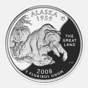 Faux Alaska-statens kvartal Underbara delstaten Gr Runt Klistermärke