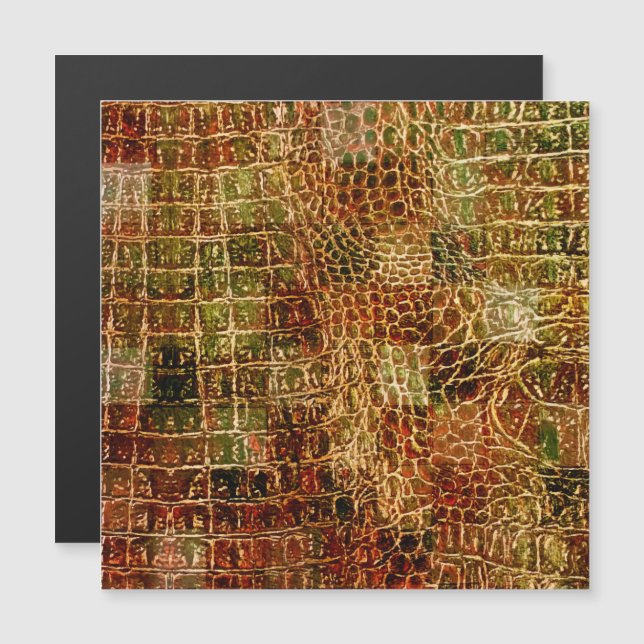 Faux Alligator Animal Skin Leather Red Brown (Fram/baksida)