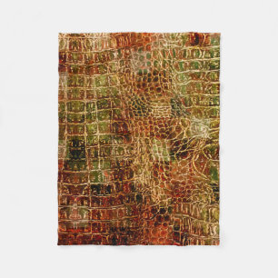Faux Alligator Animal Skin Leather Red Brown Fleecefilt