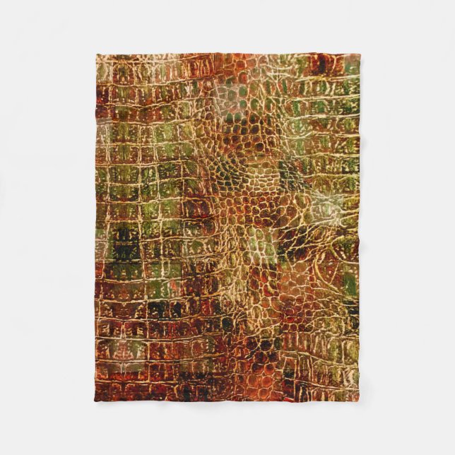 Faux Alligator Animal Skin Leather Red Brown Fleecefilt (Framsidan)