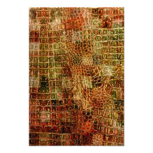 Faux Alligator Animal Skin Leather Red Brown Fototryck