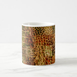 Faux Alligator Animal Skin Leather Red Brown Kaffemugg