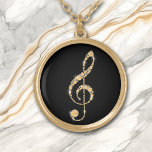 Faux Amber Diamond Treble Clef på Black Music Guldpläterat Halsband<br><div class="desc">Det här halsbandet är häftigt vackert. Det har en faux guld,  gul diamant som bildades treble clef. Bilden placeras på en svart bakgrund för dramatisk effekt,  men du kan enkelt ändra bakgrunden färg genom att anpassa den. Perfekt för musiken student,  läraren eller artisten! *Design kredit till SakerByLary.</div>