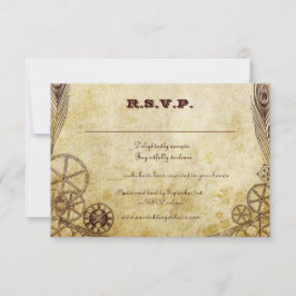 Faux Antique Guld Victorian Steampunk Bröllop OSA Kort