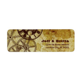 Faux Antique Guld Victorian Steampunk Bröllop v2 Returadress Etikett