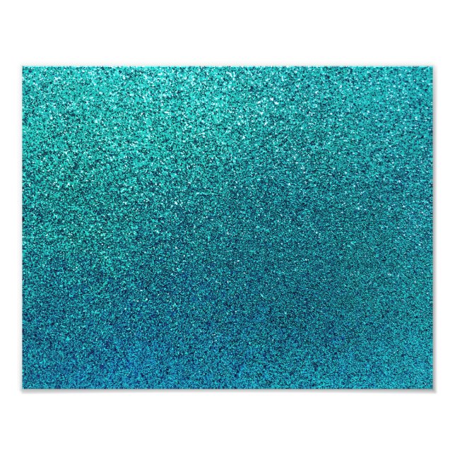 Faux Aqua Teal Turcos Blue Glitter Background Fototryck (Framsidan)