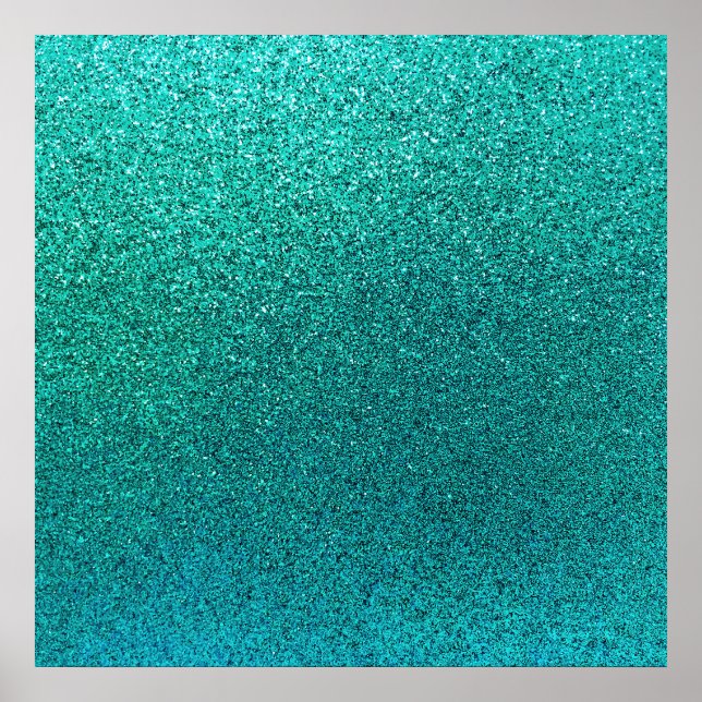Faux Aqua Teal Turcos Blue Glitter Background Poster (Framsidan)