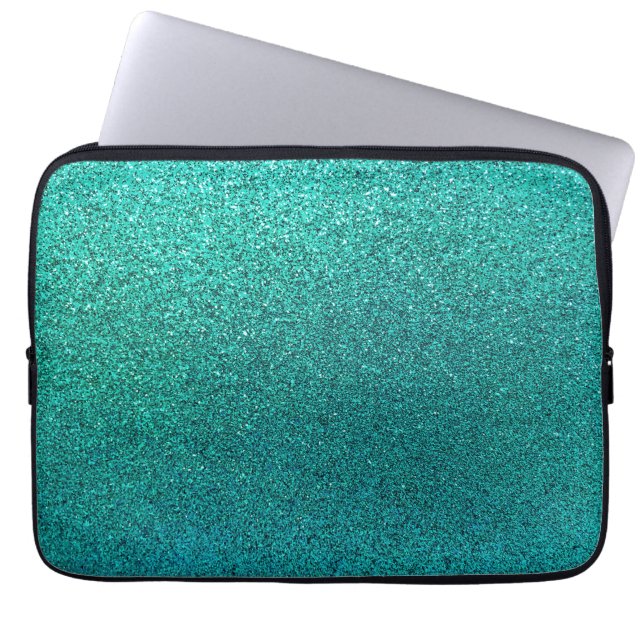Faux Aqua Teal Turcos Blue Glitter Background S Laptop Sleeve (Framsidan)