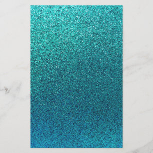 Faux Aqua Teal Turcos Blue Glitter Brevpapper