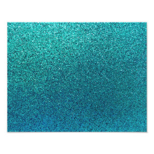Faux Aqua Teal Turcos Blue Glitter Fototryck