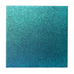Faux Aqua Teal Turcos Blue Glitter Kakelplatta