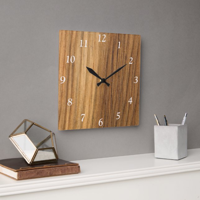Faux Avslutat barn Wood Clock Fyrkantig Klocka (Kontor)